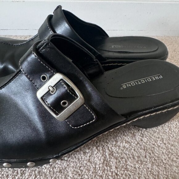 Predictions | Black Studded Silver Buckle Clogs - Size 10 - Picture 5 of 12